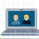 Laptop screen showing a video conference call with two participants