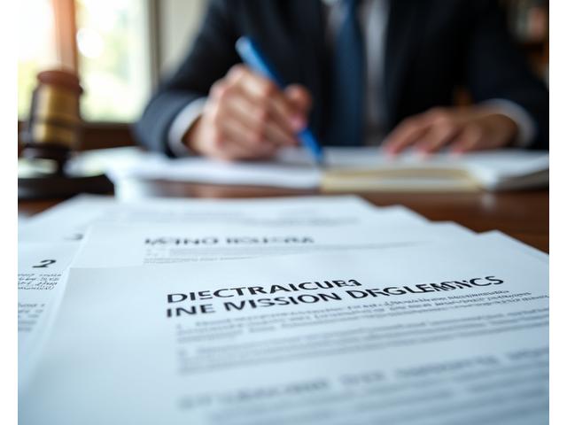 A detailed image of probate documents on a desk with a blurred figure of a lawyer in the background, signifying assistance and guidance.
