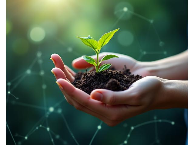 Hands holding a seedling, representing ESG investing