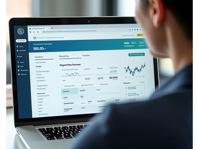 A person reviewing a digital financial report on a laptop, with a clean and user-friendly interface.