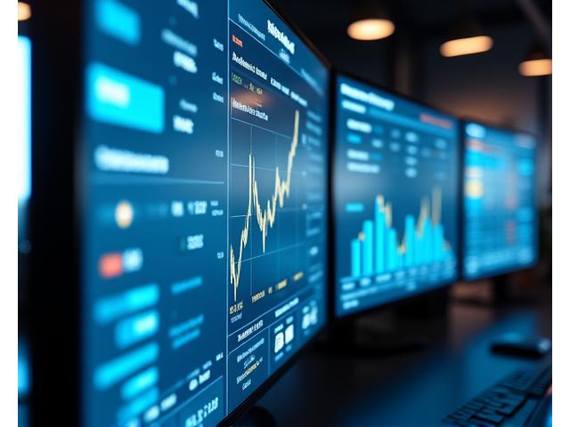 Digital dashboard displaying various risk metrics, charts, and alerts, indicating portfolio health.