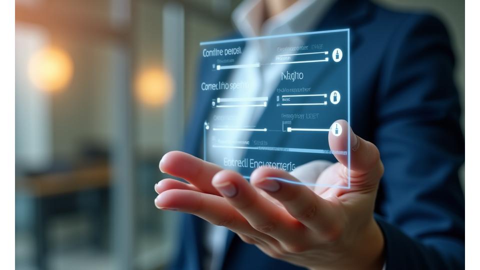 Conceptual image of a person interacting with digital privacy settings, symbolizing control over personal data.