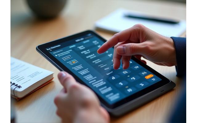Person using a financial projection calculator with charts and graphs