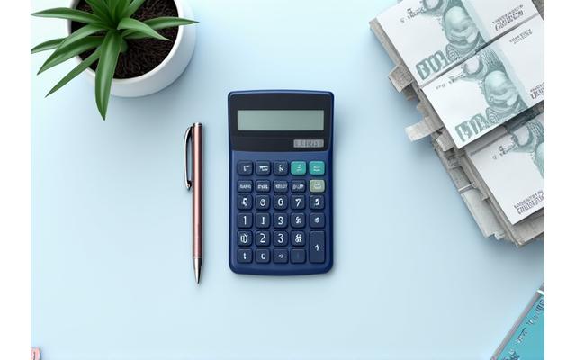 Close-up of a financial calculator and pen on a desk, symbolizing clear financial calculations.