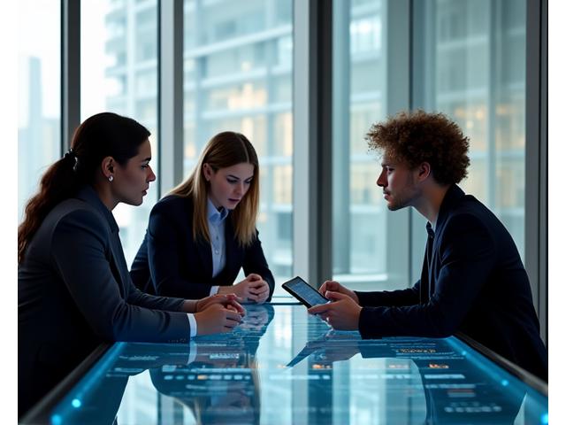Team of financial advisors collaborating on wealth growth strategies for discerning clients.
